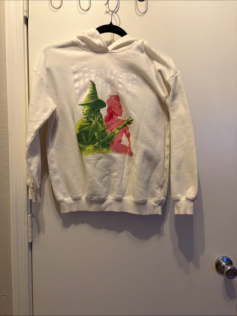 Wicked kids Graphic White Hoodie with Neon Green & Pink Print Size XL